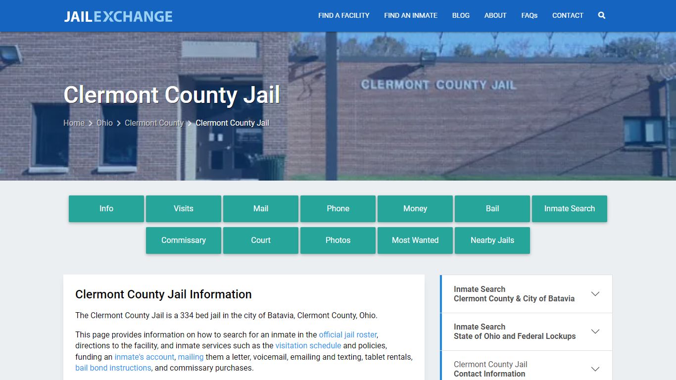 Clermont County Jail, OH Inmate Search, Information